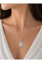 Jewelry Store Model Shiny Stone Motif Drop Steel Necklace (Silver Color) - 2