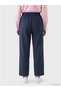 New Season Navy Blue Women's Muslin Trousers with Elastic Waist - 7