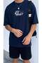 Men's oversized casual t-shirt - earth navy - 5