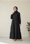Black Women's 100% Cotton Muslin Fabric Dress Buttoned Shirt Collar Long Hijab Dress Anti-Sweat Summer Dress - 3