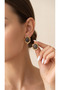 Gray Faceted Stone Gold Color Framed Vintage Geometric Stud Earrings. - 2
