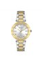 Roman Numeral Bezel White Dial Double Color Metal Band Women Wristwatch - 2