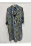 Khaki Italian Shawl Pattern Hooded Foldable Long Sleeve Oversize Long Shirt Dress 42 - 46 Size - 3