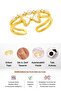 Women's Pearl Detailed Bow Figured Adjustable Gold Color Elegant Ring with Zircon Stone - 4