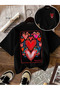 Women's Summer Heart Printed Oversized T-Shirt - 4