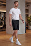 Men's Black Ultra Light Parachute Fabric Bermuda Shorts with Pockets and Elastic Waist - 5