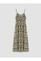 Nevavm Patterned Waist-Hugging Dress with Rope Straps - 5