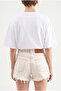 Women's Distressed Jean Shorts Beige - 5
