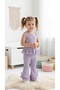 Girl's Summer Ruffle Detailed Waffle Fabric 2-Piece Top and Bottom Set