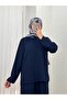 Elifgül Belted 3-Piece Trouser Suit with Slits at the Sleeves - Eu3429 Navy Blue - 2