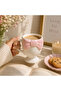 2 Pieces of Pink Bowknot Detailed Ceramic Coffee and Tea Cups with Footed Base - 5