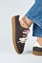 Barbella 2 Women's Genuine Leather Anthracite-Ecru Sneakers with Three Separate Alternative Laces - 6