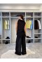 Women's Black Ruffle Collar Lined Double Suit - 4