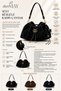 Stylish, elegant black Suede Ruched women's bag with detachable charm detail and gold accessories. - 8