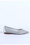 Women's Stone Detailed Transparent Mesh Pointed Toe Ballerina Shoes Silver