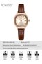 Women's Leather Strap Quartz Watch Round Creative Quicksand Dial Flowing Zirconium Waterproof Elegant Analog Wristwatch Gift for Ladies - 2