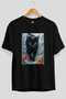 For the Love of Cats 60 Front Cat Printed Black Oversize T-Shirt 100% Cotton Unisex Cat Lover Premium Design