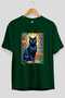 For the Love of Cats 8 Front Cat Printed Green Oversize T-Shirt 100% Cotton Unisex Cat Lover Premium Design