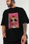 For the Love of Cats 5 Front Cat Printed Black Oversize T-Shirt 100% Cotton Unisex Cat Lover Premium Design - 3