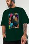 For the Love of Cats 54 Front Cat Printed Green Oversize T-Shirt 100% Cotton Unisex Cat Lover Premium Design - 3