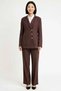 Women's Plus Size Double Breasted Striped Woven Jacket Pants Set V-Neck Long Sleeve Relaxed Fit Casual - 4