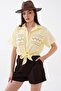 Women's Pocket Embroidered Short Shirt with Front Tie Detail 260558 - 2