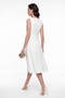 Women's White V-Neck Slit Midi Flared Event Dress - 6