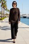 Women's Plus Size Geometric Pattern Openwork Knitwear Sweater Trousers Set Crew Neck Casual Comfortable