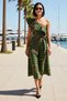 Women's Plus Size Asymmetrical One-Shoulder Flounce 100% Cotton Beach Set Long Skirt Casual Comfortable Modern