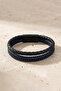 Black and Navy Blue Double Row Braided Leather Men's Bracelet - 4