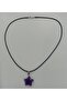 Natural Stone Amethyst Black String Star Shaped Necklace - 3
