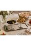 Stainless Steel 2-Piece Footed Bowl Luxury Bowl Serving Set with Rectangular Tray, Breakfast, Snack, Engagement, Proposal Multi-Purpose Set - 3