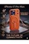 Magnetic Leather Phone Case with Foldable Kickstand for iPhone 17 Pro Max, Cosmic Orange