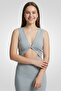 Women Ribbed Midi Dress, Blue - 2