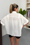 Women's Short Sleeve Buttoned 100% Cotton Shirt White - 26Y 2132 - 4