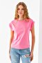 Women's Crew Neck Printed Cotton T-Shirt Pink - 925009 - 3