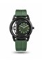 Infinity SD253100 Men’s Analog Watch with Floating Infinity Dial, Green Silicone Strap, Black Stainless Steel Case, Quartz Movement