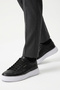 Men's Black Floater Genuine Leather Platform Sole Sneaker Casual Sports Shoes - 4