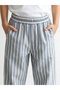 Boy's Blue and White Striped Muslin Carrot Pants - 4