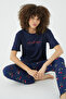 Text Printed Ornamental Corded Baby Overlock Viscose Pajama Set - 5