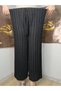 Women's Black Elastic Waist, High Waist, Loose Cut, Wide Leg Trousers 36-46 Size - 8
