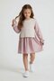 Pink Girl's Side Tie Sweater Floral Patterned Long Sleeve Dress 24524 - 2