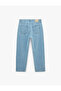 Normal Waist Pocketed Loose Baggy Jean Trousers - 4