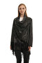 Navy Blue Florance Women's Leather Poncho - 4