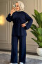 6050 - Stylish, Comfortable, Soft Modal Knitted Fabric Women's Set with Waist Tie Detail - 6