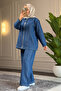 6501 - Stylish Comfortable Thin Fabric Women's Denim Trousers and Shirt Set - 6