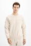 Men's Beige Regular Fit Pocket Crew Neck Sweatshirt K 26124600601 - 4