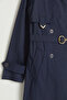 Accessory Detailed Belted Trench Coat - Navy Blue - 2