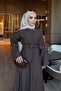 Brown Collar Detailed Poplin Dress - 3