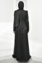 Black Sequined Top and Ruffled Skirt Evening Dress - 6